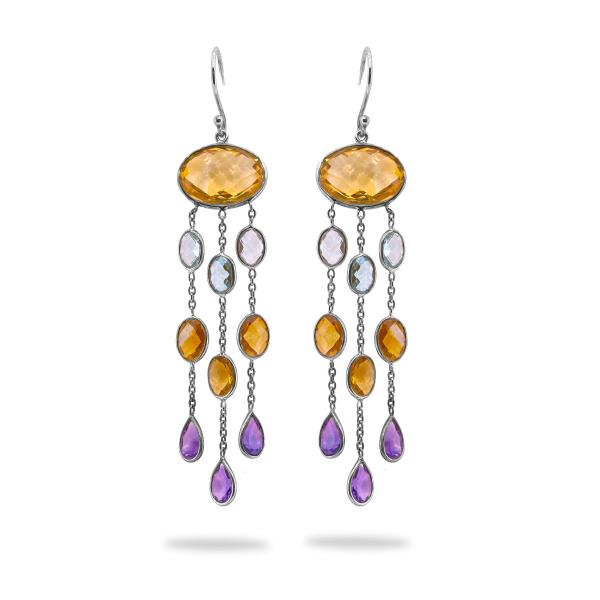 Boucles d'oreilles citrine, topaze argent Niagara